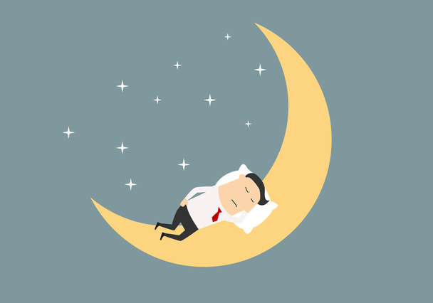 Мультфільм бізнесмен спить на Місяці
 - Вектор, зображення