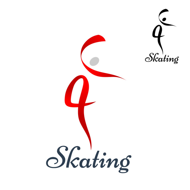 Figure skating symbol on white - Wektor, obraz