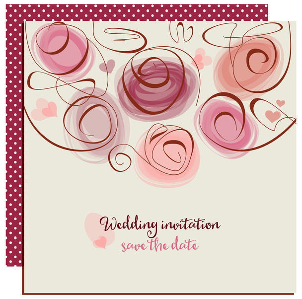 Wedding invitation or greeting card, abstract roses in trendy co - Vektör, Görsel