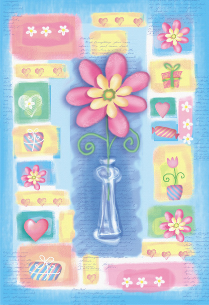 Красивая открытка с цветком в вазе
. - Фото, изображение