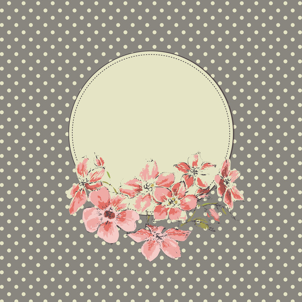 Vintage floral round frame - Διάνυσμα, εικόνα