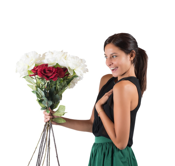 Mädchen erhält Blumen - Foto, Bild