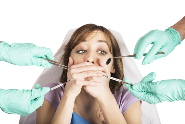 Girl frightened by dentists - Photo, Image