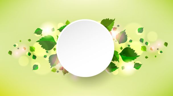 Зеленые листья и белый круг
 - Вектор,изображение