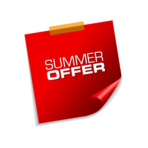 Summer Offers Red Sticky Notes - Vector, Imagen