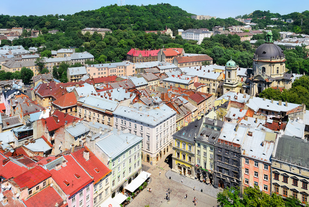 View on the central part of Lviv and the Market square. - Фото, изображение