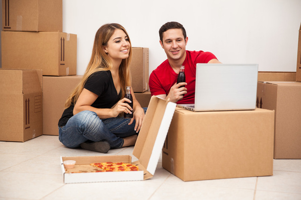 couple  relaxing with pizza - Photo, Image