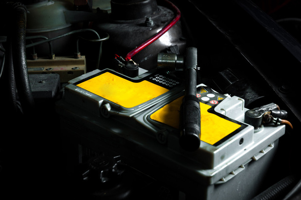 Car battery inside the car - Фото, изображение