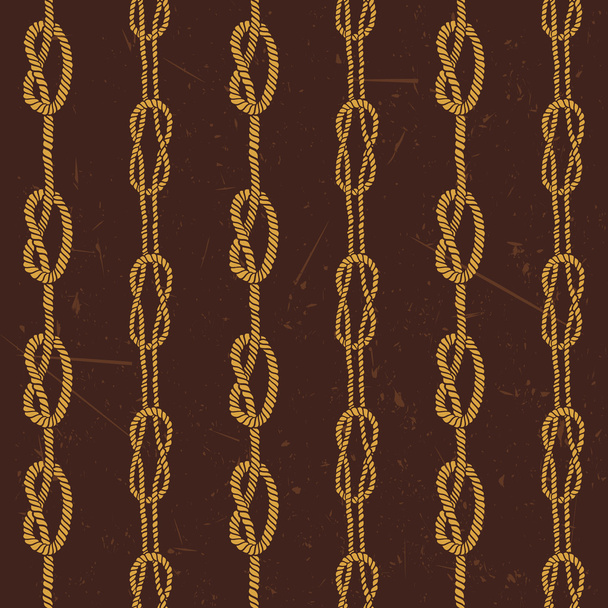 海軍ロープ及び海洋ノット ストライプ シームレス パターン。ビンテージ ベクトル イラスト集 - ベクター画像