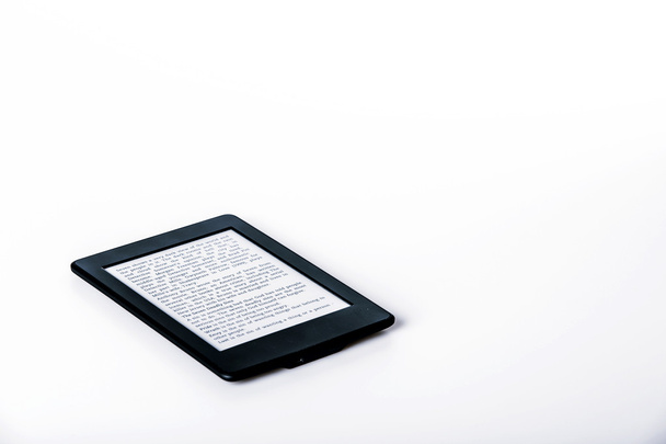 black ebook reader or tablet on white background - Photo, Image