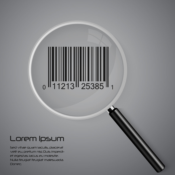 Magnifying glass and barcode illustration - Vector, Image