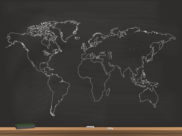 Realista Chalkboard Mapa do Mundo Ilustração vetorial
 - Vetor, Imagem