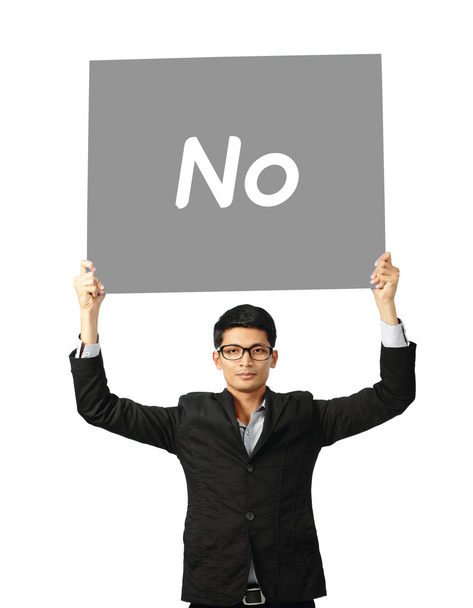 Asia businessman show wording no on paper board - Фото, изображение