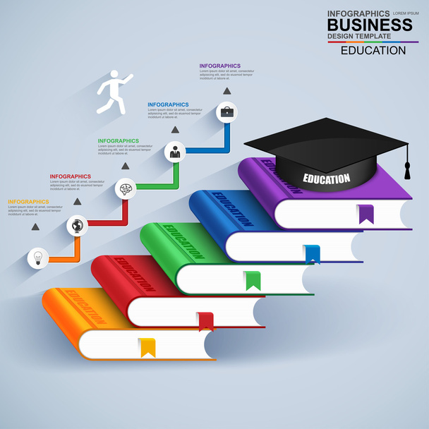 Πρότυπο σχεδίασης φορέα εκπαίδευσης σκάλα επιτυχία infographics - Διάνυσμα, εικόνα