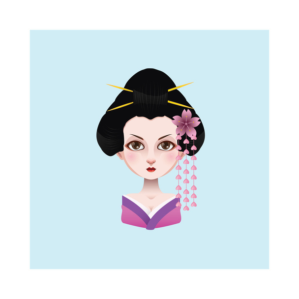 geisha cartoon character - Διάνυσμα, εικόνα