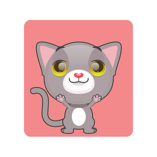 Cute gray cat reaching up - Вектор,изображение