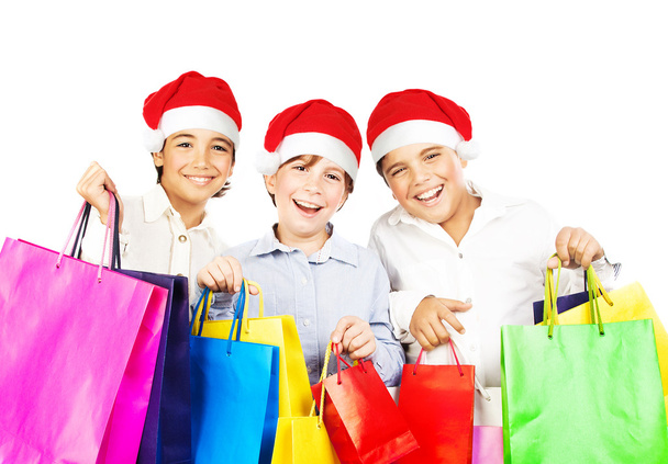 Happy Santa boys with gifts - Foto, imagen