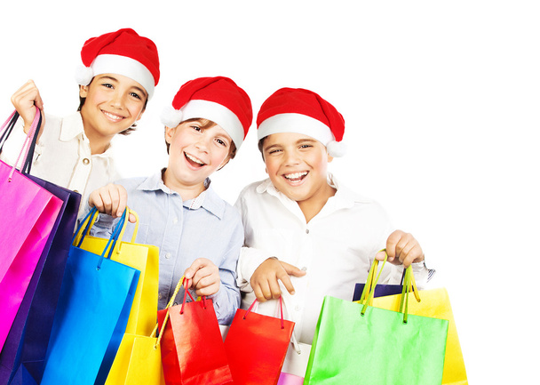 Happy Santa boys with gifts - Fotó, kép