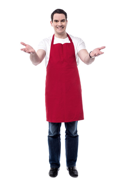 male chef with wide open arms - Zdjęcie, obraz