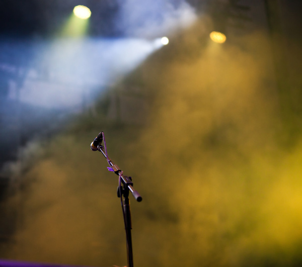 Microphone in  stage lights - Foto, Imagem