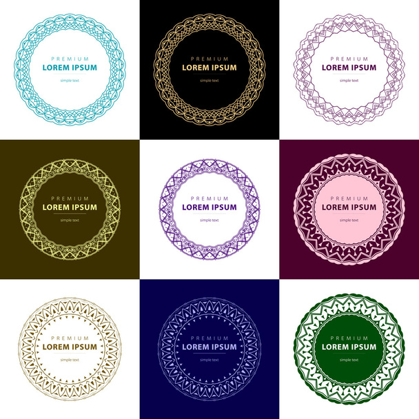 Vector set abstract frames logo templates line style  - ベクター画像