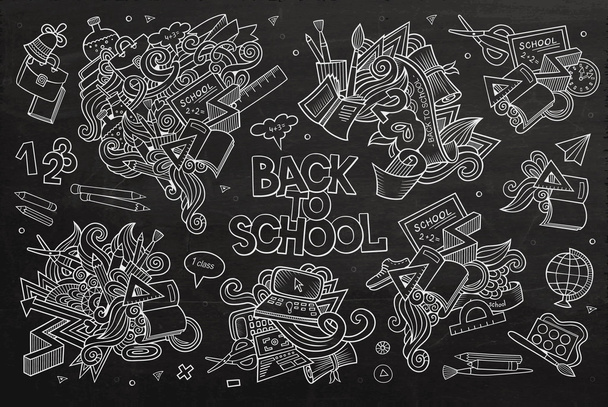 Schule und Bildung Doodles handgezeichnete Vektor-Skizze Symbole - Vektor, Bild