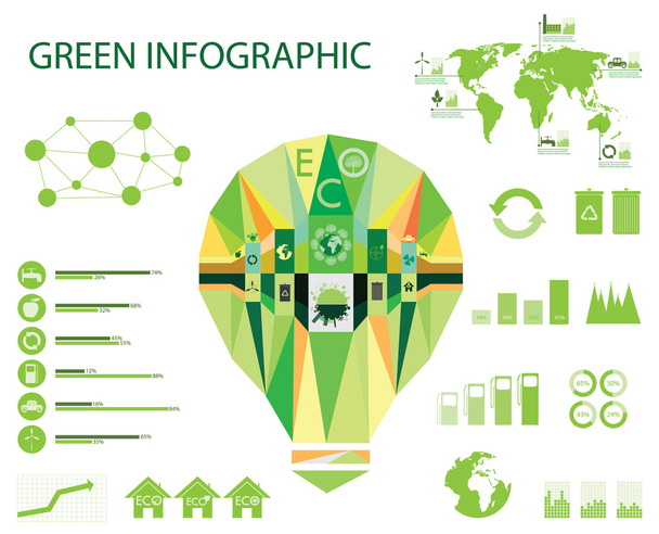 Ecology, recycling info graphics collection - Wektor, obraz