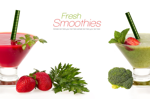 Zdravé ovoce a zeleninové koktejly. Zdravé výživy a stravy C - Fotografie, Obrázek