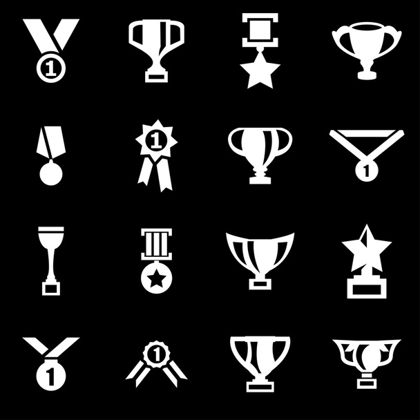 Vector white trophy and awards icon set - Vector, Image