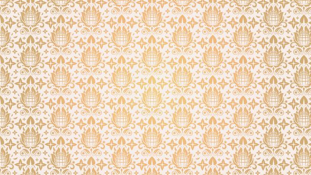 Λευκό χρυσό άνευ ραφής λουλουδάτο μοτίβο κομψό χρώμα Full Hd 1080p - Διάνυσμα, εικόνα