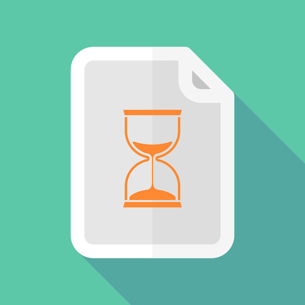 Long shadow document icon with a sand clock - Vector, Image