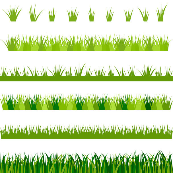 Коллекция зеленой травы, векторная иллюстрация
 - Вектор,изображение