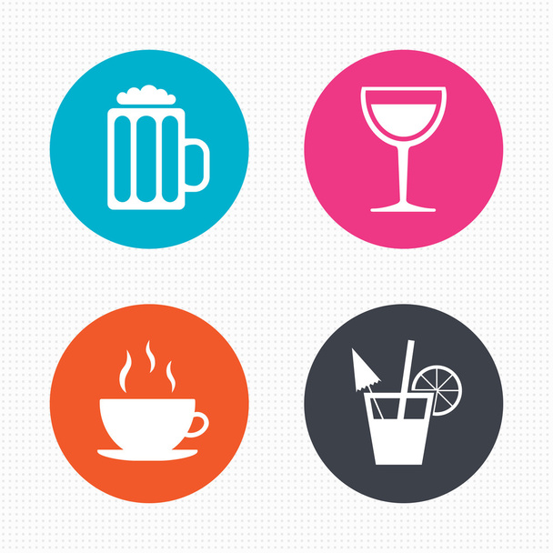 Coffee cup, glass of beer icons. - Вектор,изображение