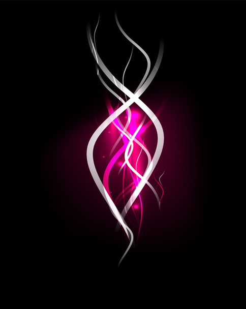 Pink wave elements in dark space with copyspace - Διάνυσμα, εικόνα