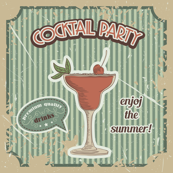 Vector Cocktail poster in vintage style with typography elements - Vector, Image