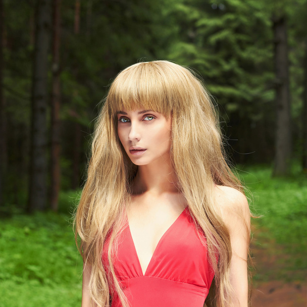Beautiful Blond Woman in Forest - Photo, image