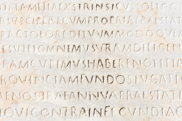 Close-up van oude Latijnse tekst - Foto, afbeelding