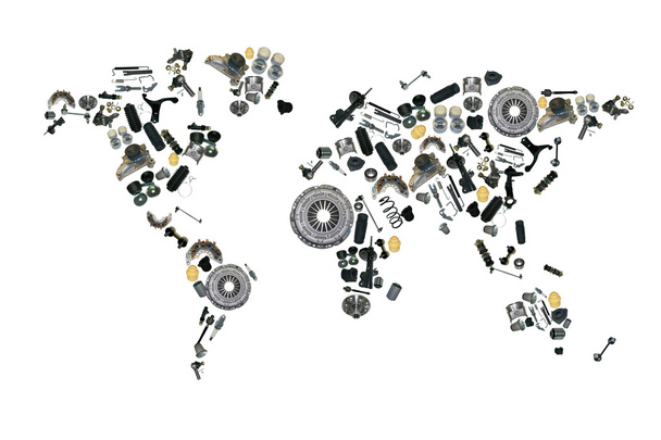 Mapa do mundo das peças de reposição para loja de reposição de automóveis
 - Foto, Imagem