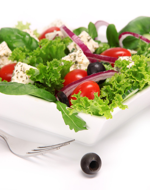 Greek salad over white - Fotó, kép