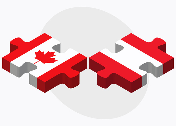 Canada and Austria Flags in puzzle - Vector, Image