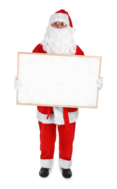 Santa Claus y tablón de anuncios vacío
 - Foto, Imagen