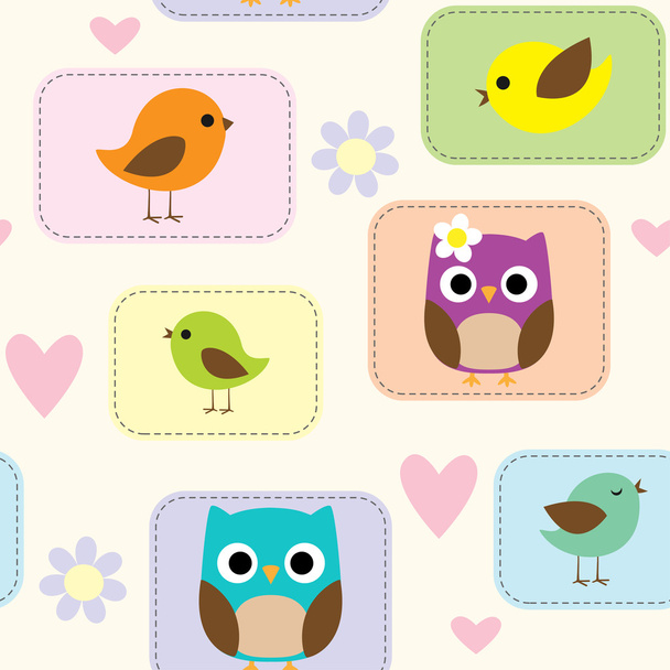 Pattern with birds - Vector, Image