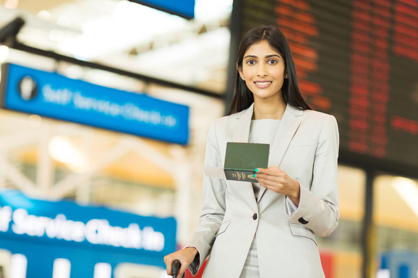 traveller holding passport and boarding pass - Fotoğraf, Görsel