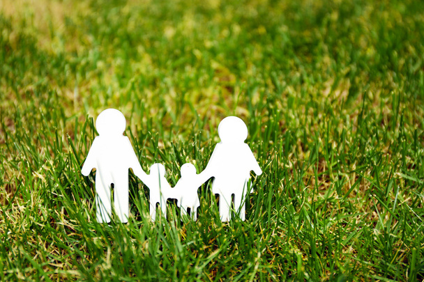 Família na grama verde
 - Foto, Imagem