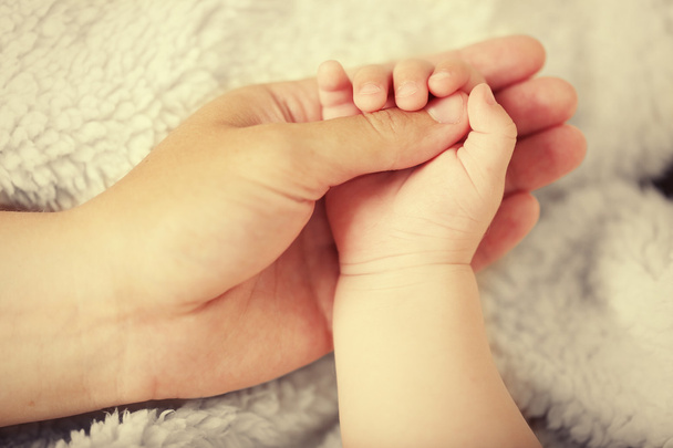 Adult and baby hands, closeup - Photo, Image