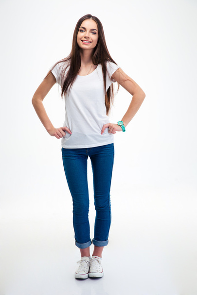 Full length portrait of a happy young woman - Foto, imagen