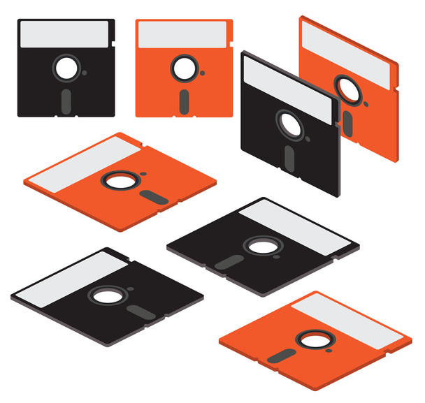 Set di floppy disk vettoriali isometrici piatti da 5 pollici
 - Vettoriali, immagini