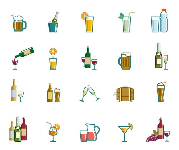 Beverage icons - Vettoriali, immagini