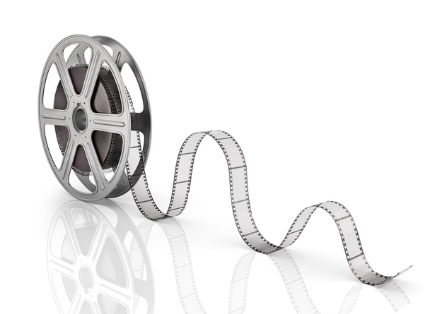 Motion picture film reel on the white background. - Foto, Imagen