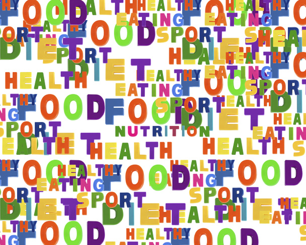 Conceptual image of tag cloud containing words related to food,  - Photo, Image